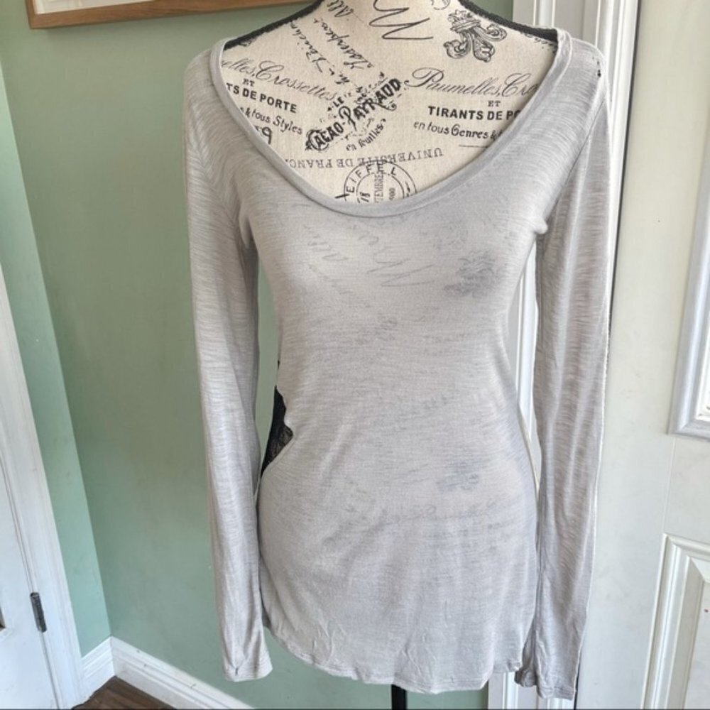 Blue Life X Planet Blue Lace inset Long sleeve tee top